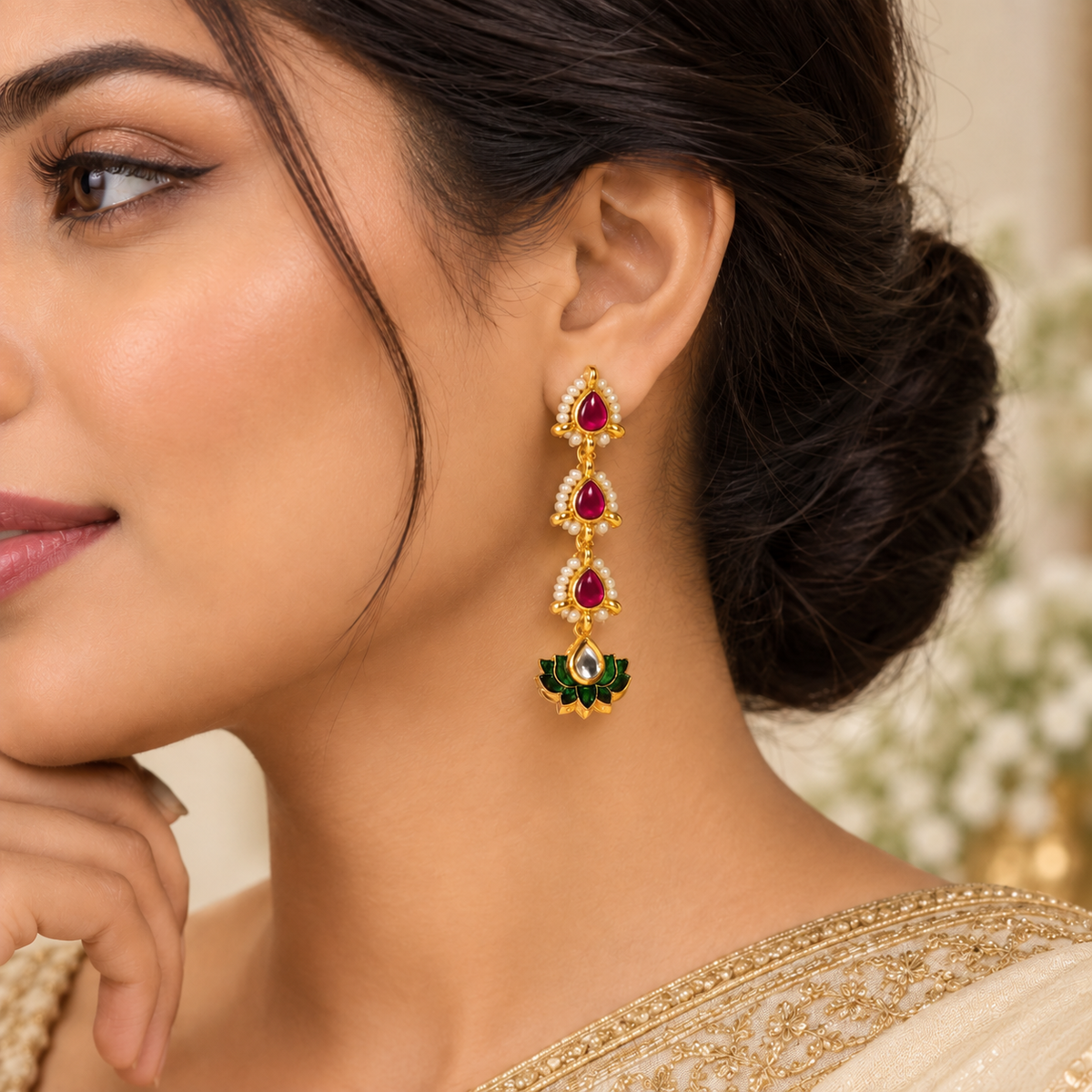 Pink Neera 3 in 1 earrings
