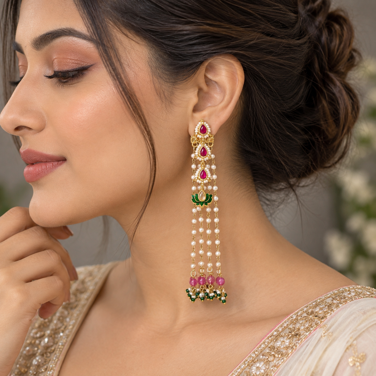 Pink Neera 3 in 1 earrings