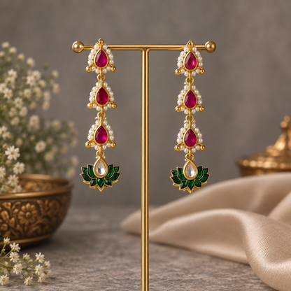Pink Neera 3 in 1 earrings