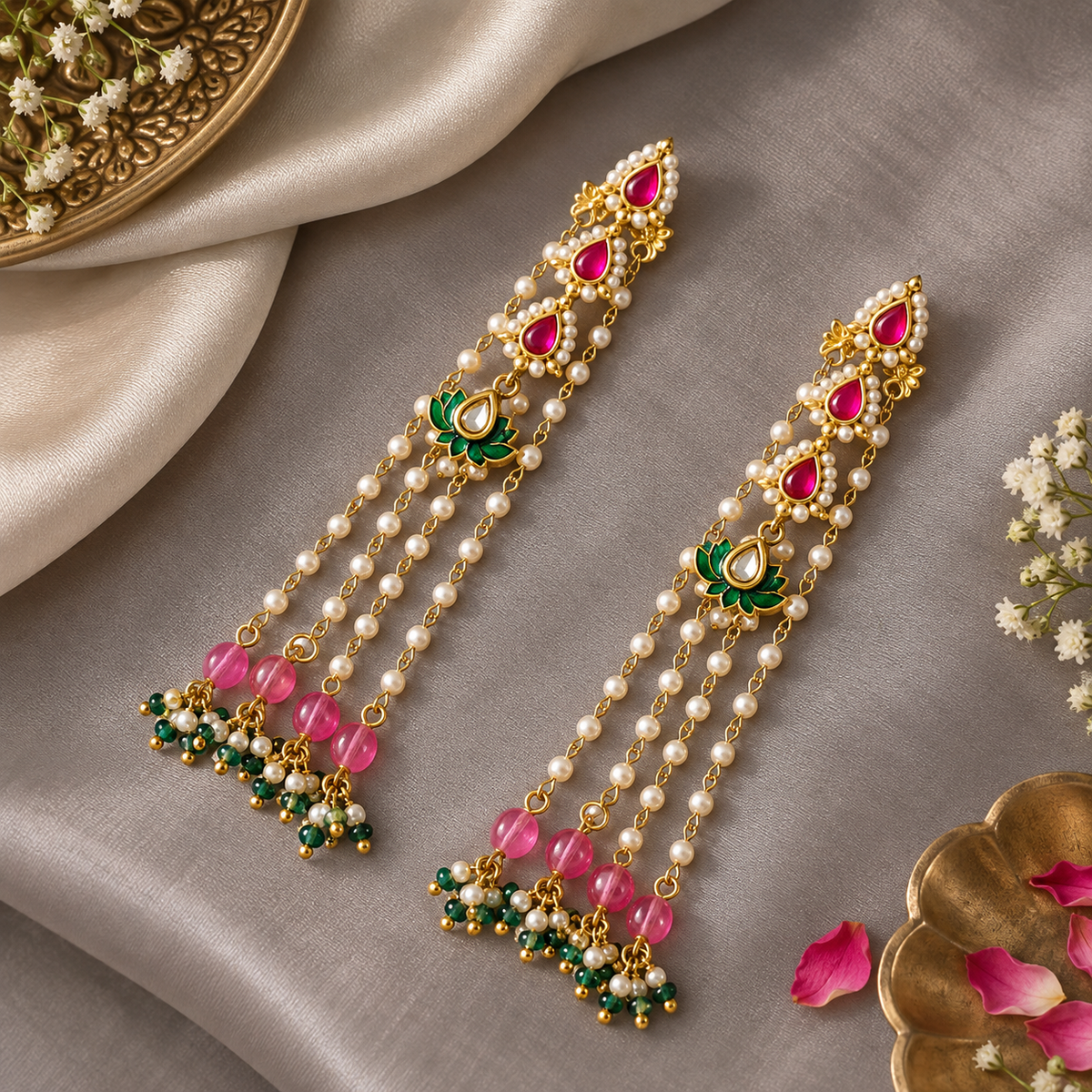 Pink Neera 3 in 1 earrings