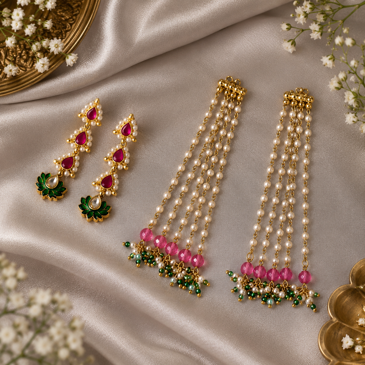 Pink Neera 3 in 1 earrings