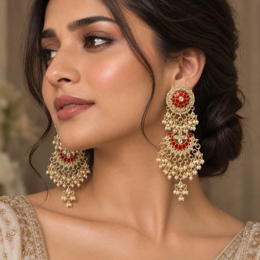 Red Evira Danglers