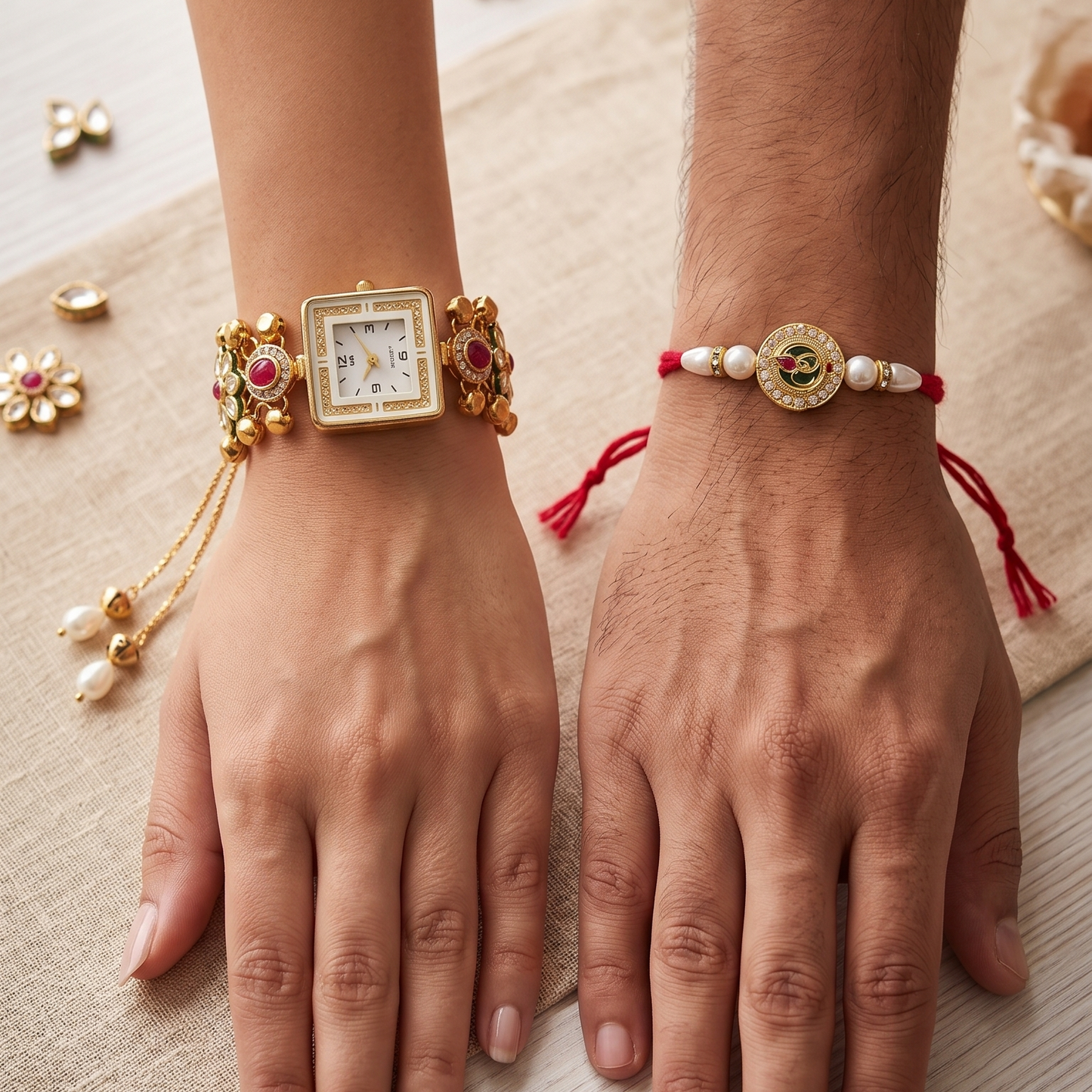 Multicolor Zarina Bhai Bhabhi Watch Rakhi Combo
