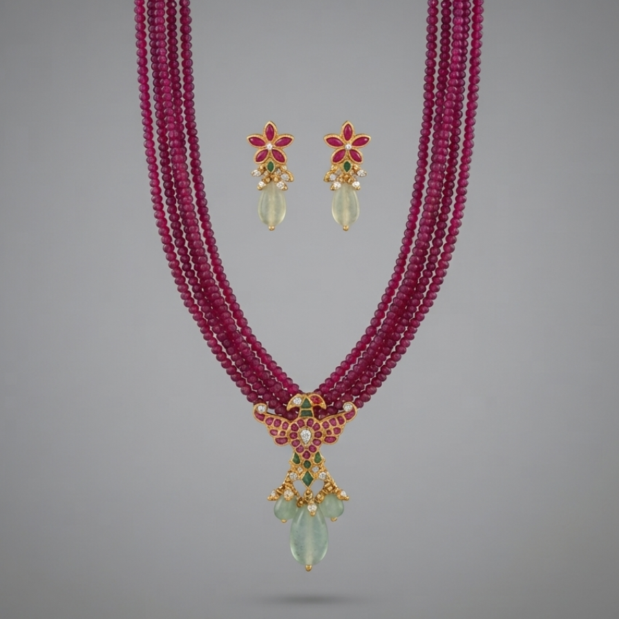 Pink Kusumita Pachi Kundan Set