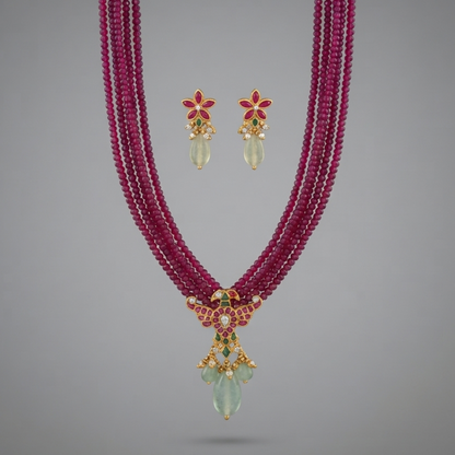 Pink Kusumita Pachi Kundan Set