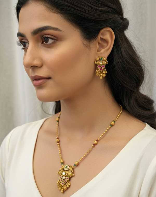 Multicolor Dhanashri Heritage Pendant Set