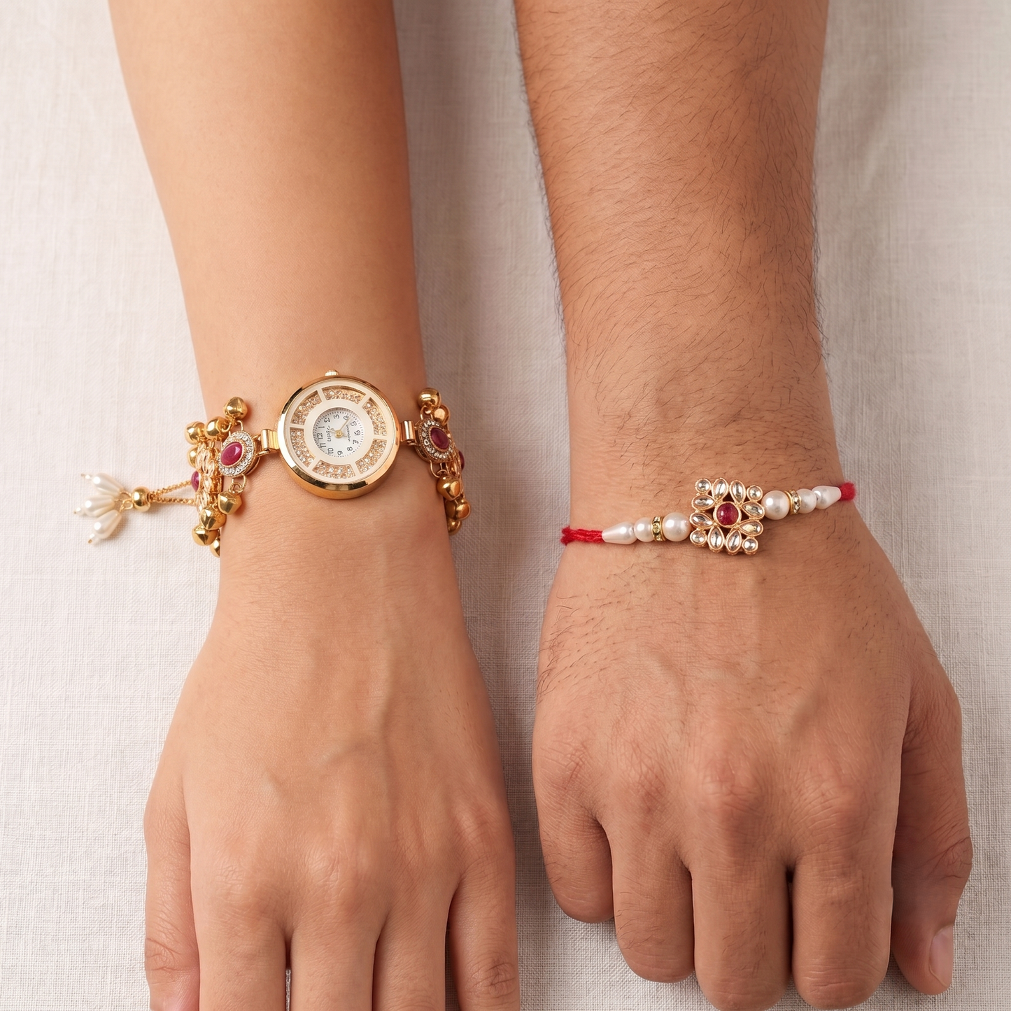 Pink Kashvi Bhai Bhabhi Watch Rakhi Combo