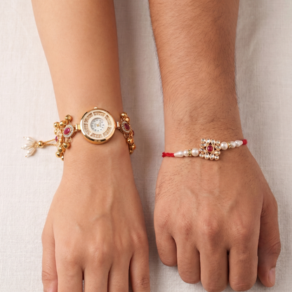 Pink Kashvi Bhai Bhabhi Watch Rakhi Combo