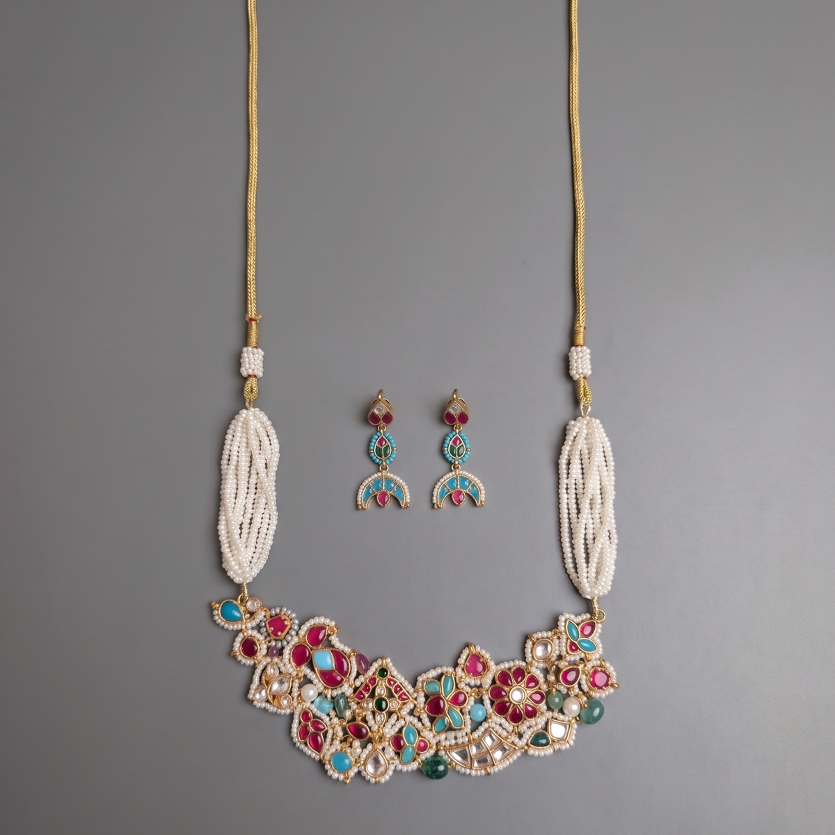 Multicolor Haarini Pachi Kundan Set