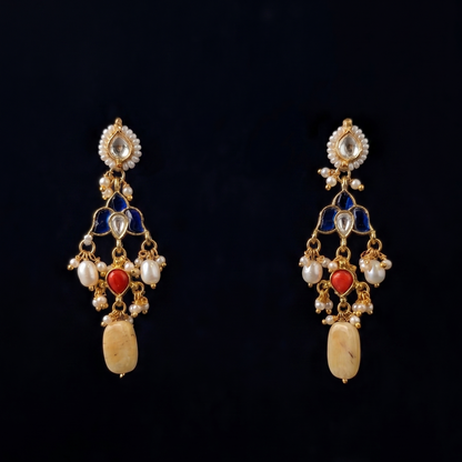 Multicolor Chandralekha Pachi Kundan Earrings