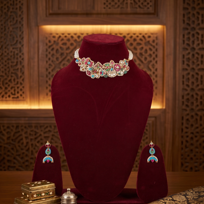 Multicolor Haarini Pachi Kundan Set