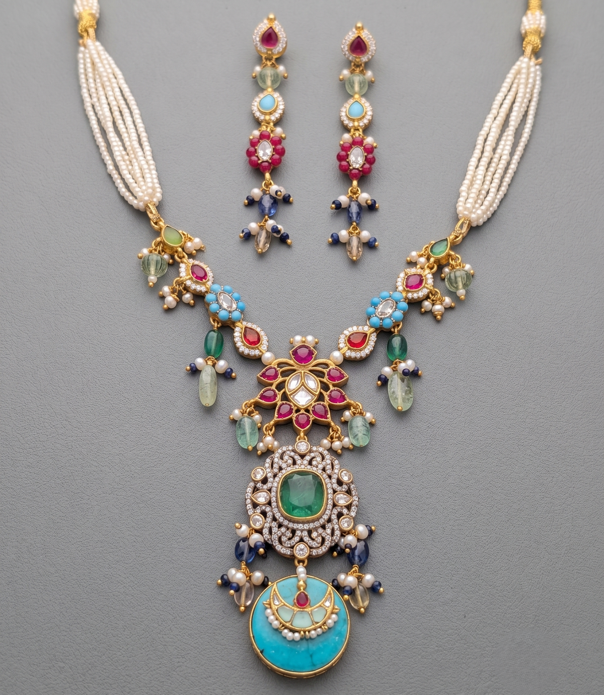 Multicolor Chandrika Pachi Kundan Set