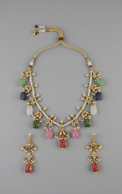 Multicolor Ishita Rajwadi Pearl Necklace Set
