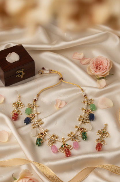Multicolor Ishita Rajwadi Pearl Necklace Set