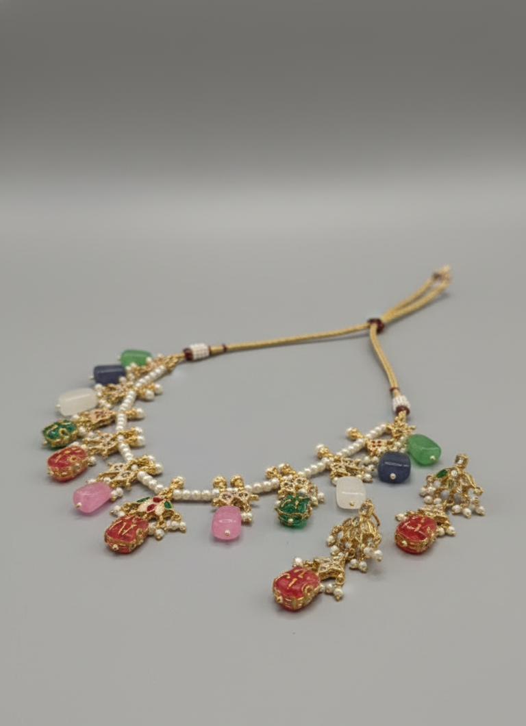 Multicolor Ishita Rajwadi Pearl Necklace Set