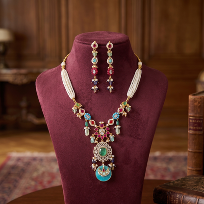 Multicolor Chandrika Pachi Kundan Set