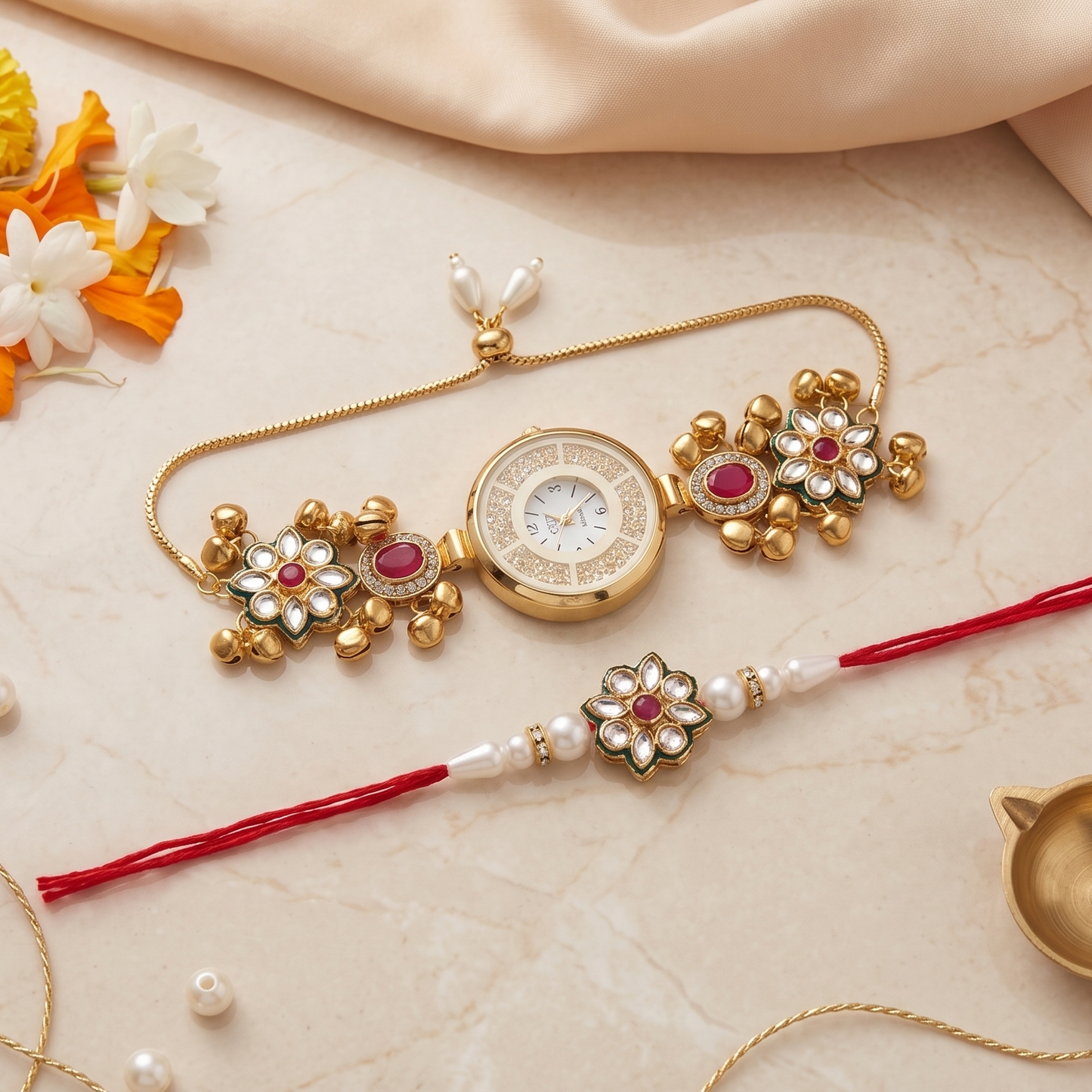 Multicolor Zariya Bhai Bhabhi Watch Rakhi Combo