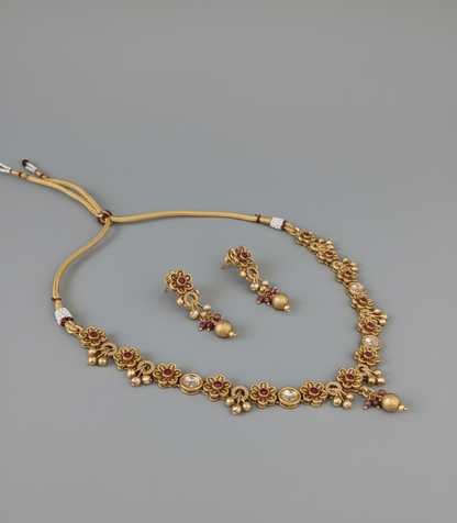 Pink Leela Antique Necklace Set