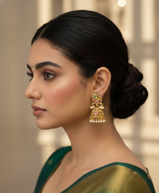Golden Pink Priya Jhumkas