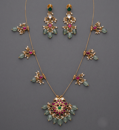 Mint Green Anushri Pachi Kundan Set