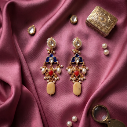 Multicolor Chandralekha Pachi Kundan Earrings