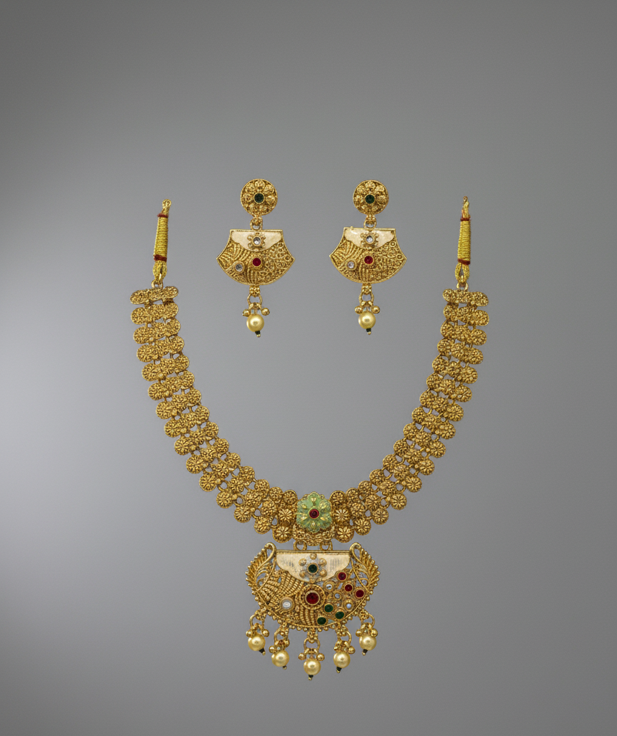 Golden Arzoo Rajwadi Necklace Set