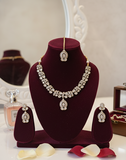 Ivory Ishira Moissanite Polki Necklace Set
