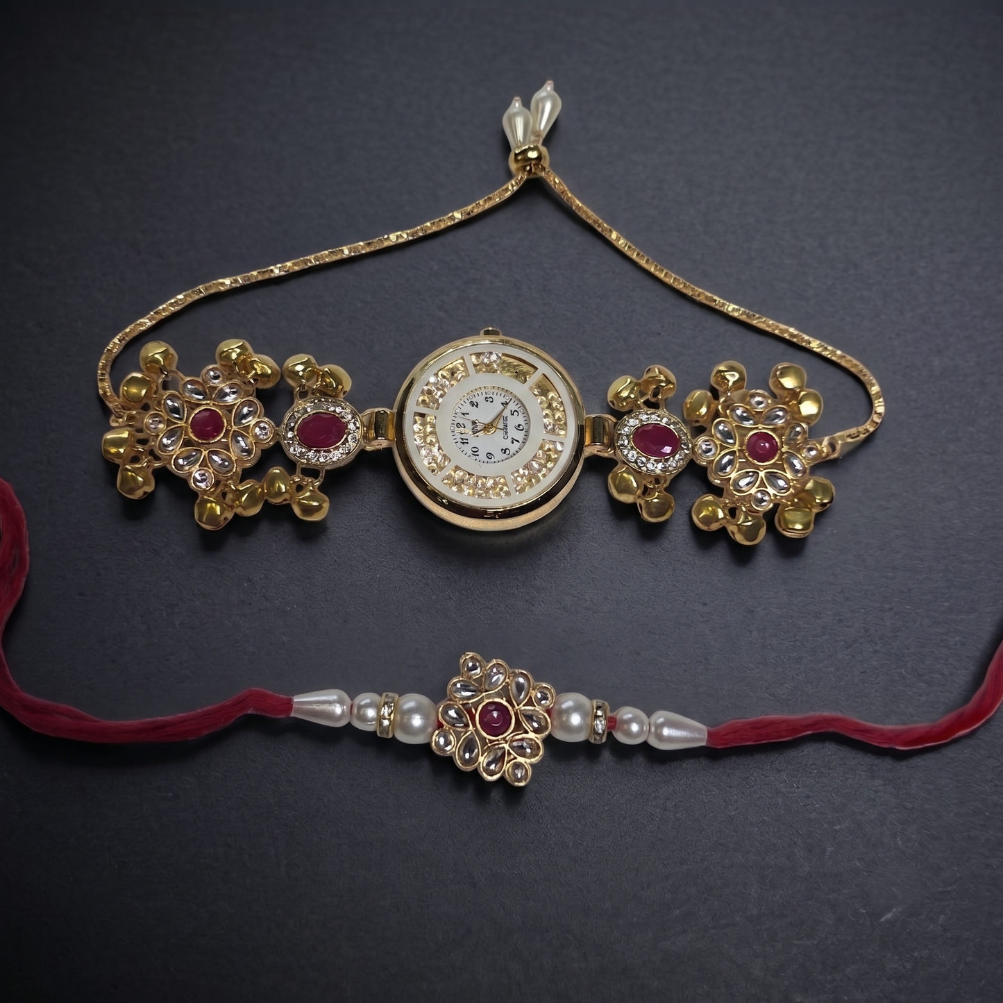 Pink Kashvi Bhai Bhabhi Watch Rakhi Combo