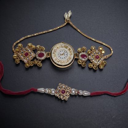 Pink Kashvi Bhai Bhabhi Watch Rakhi Combo