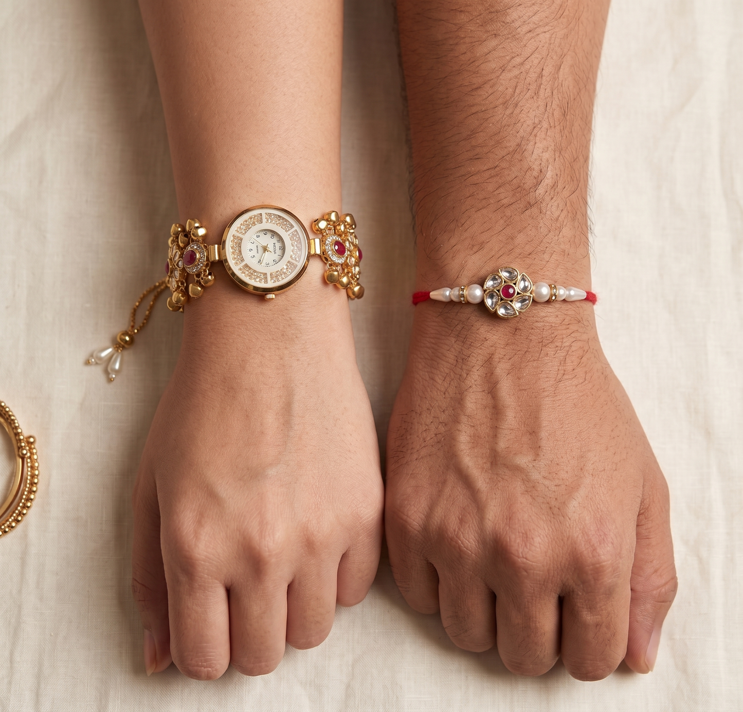 Multicolor Heena Bhai Bhabhi Watch Rakhi Combo
