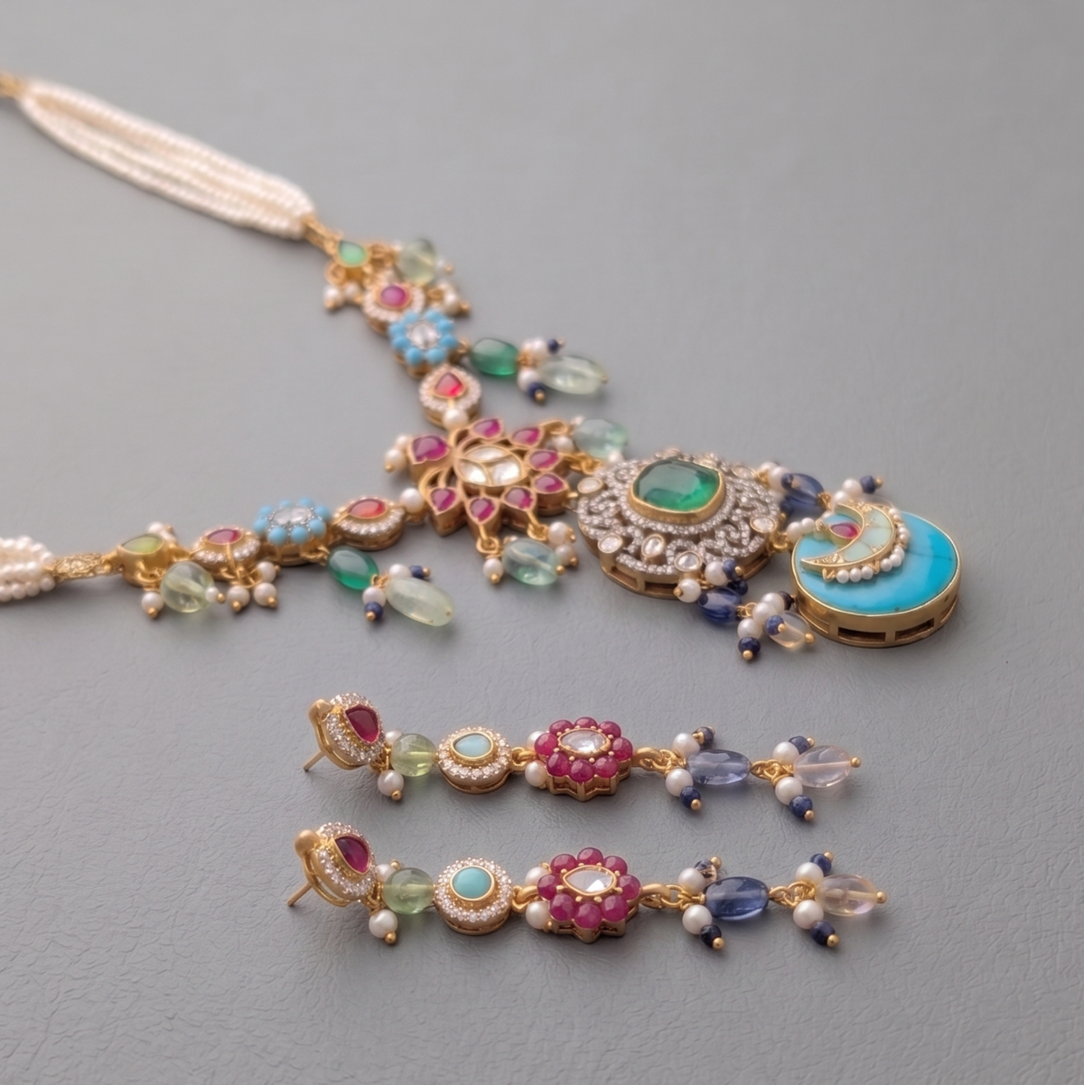 Multicolor Chandrika Pachi Kundan Set