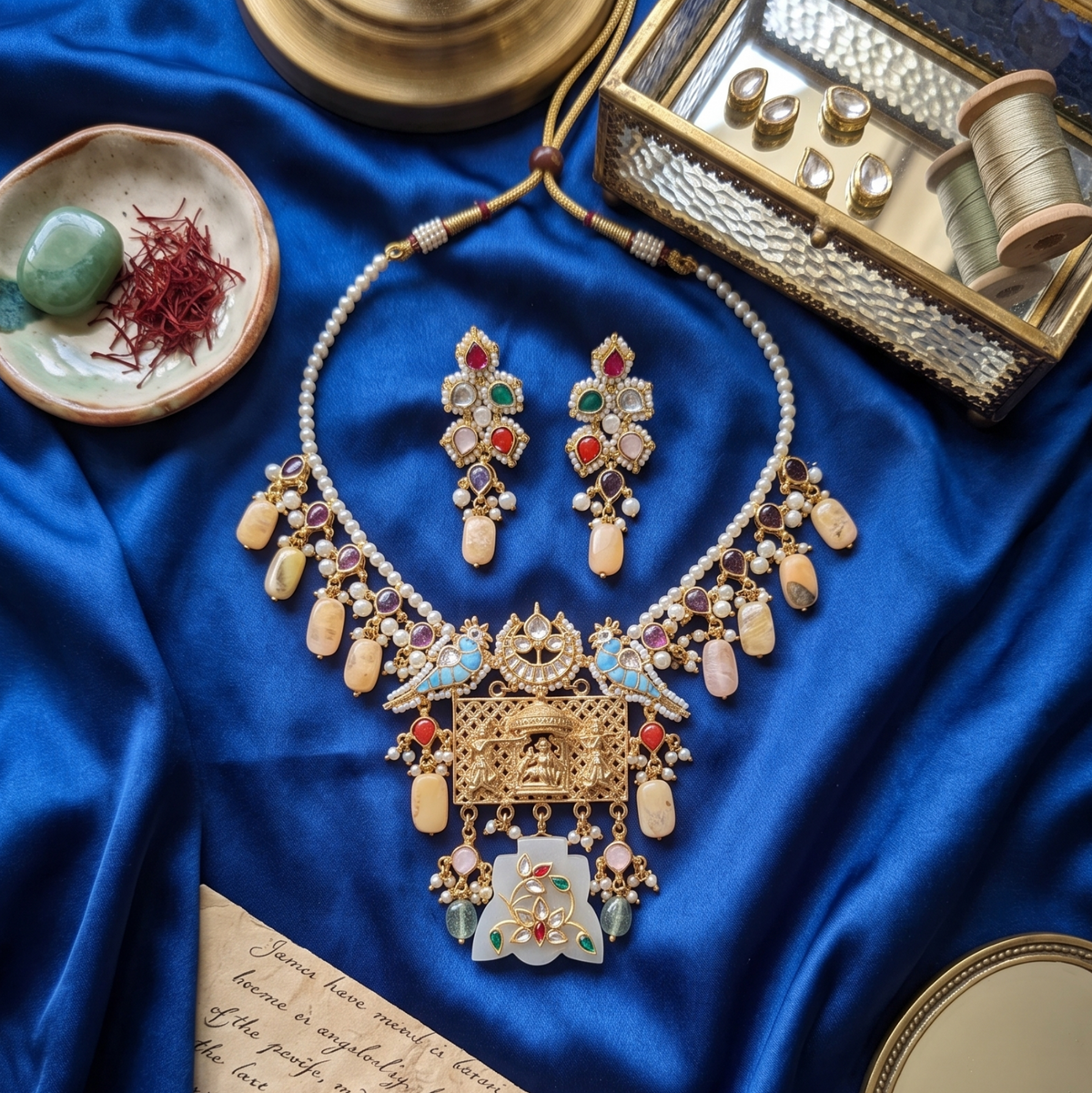 Multicolor Mohini Pachi Kundan Set