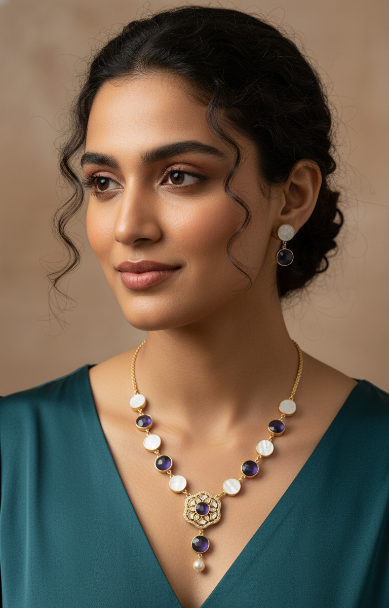 victorian, ivory and purple stones,precious stones,semi-precious stones