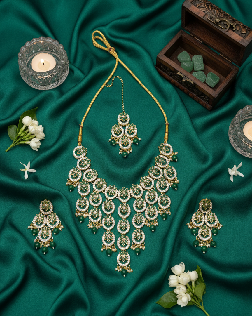 Green Lira American Diamond Set