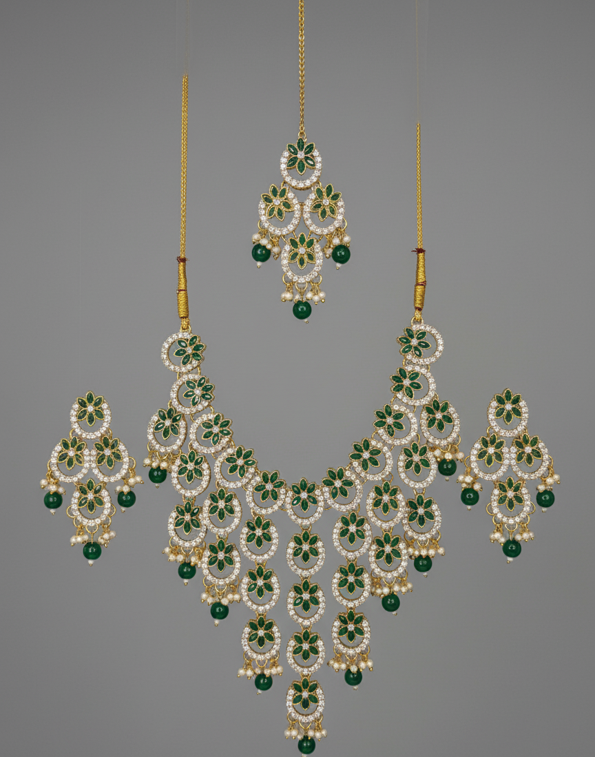 Green Lira American Diamond Set