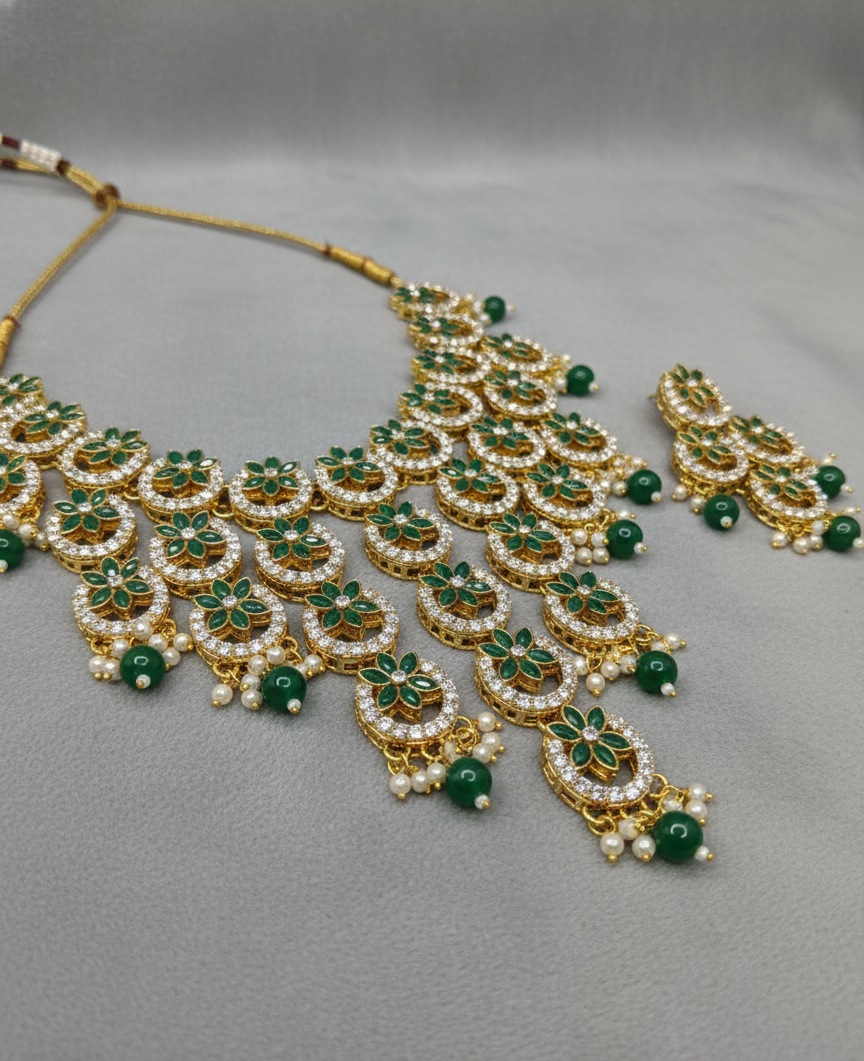 Green Lira American Diamond Set