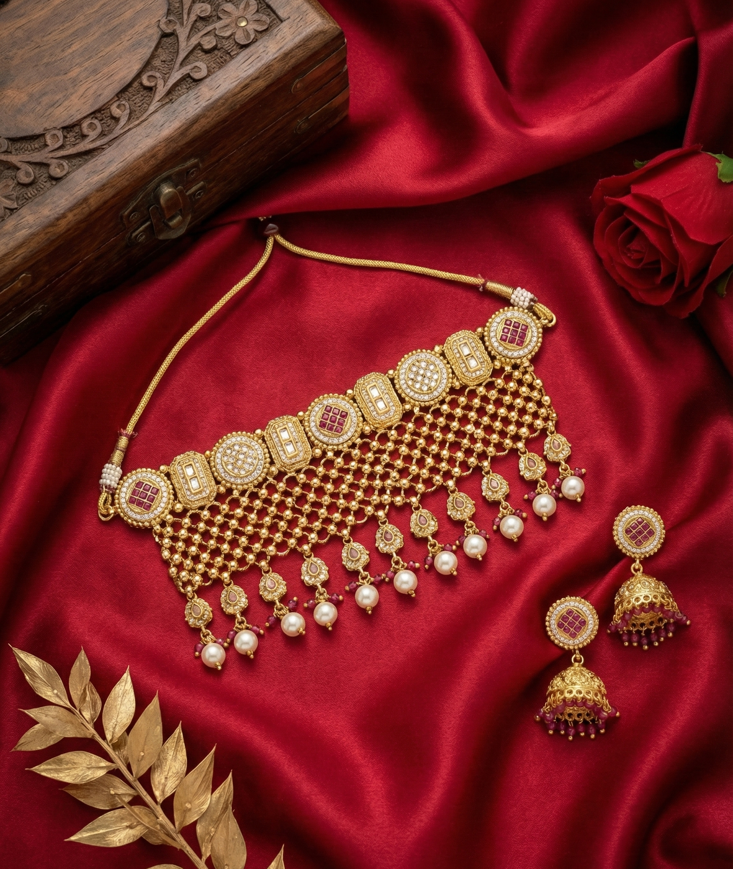 Golden Viara Rajwadi Choker Set