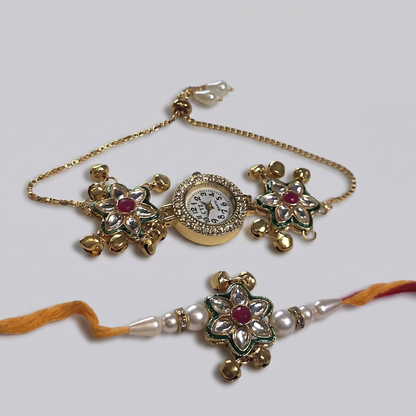Multicolor Miraya Bhai Bhabhi Watch Rakhi Combo