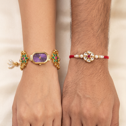 Multicolor Anvika Bhai Bhabhi Watch Rakhi Combo