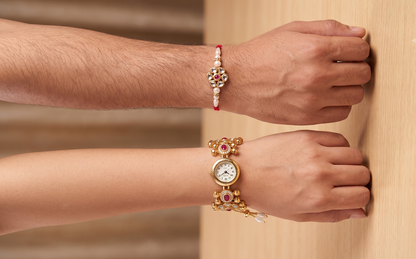 Pink Aadhya Bhai Bhabhi Watch Rakhi Combo