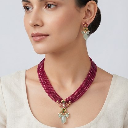 Pink Kusumita Pachi Kundan Set