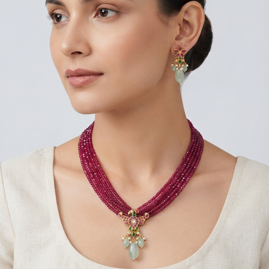Pink Kusumita Pachi Kundan Set