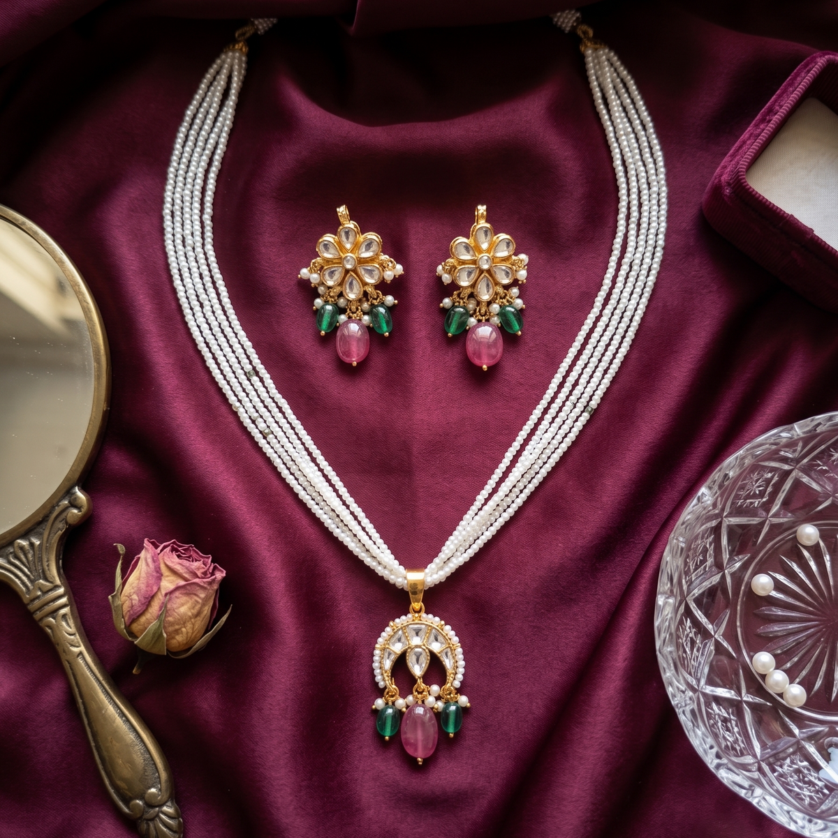 Multicolor Kalyani Pachi Kundan Set