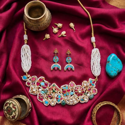 Multicolor Haarini Pachi Kundan Set