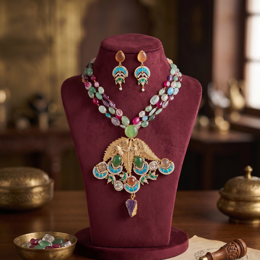Multicolor Iravati Pachi Kundan Set