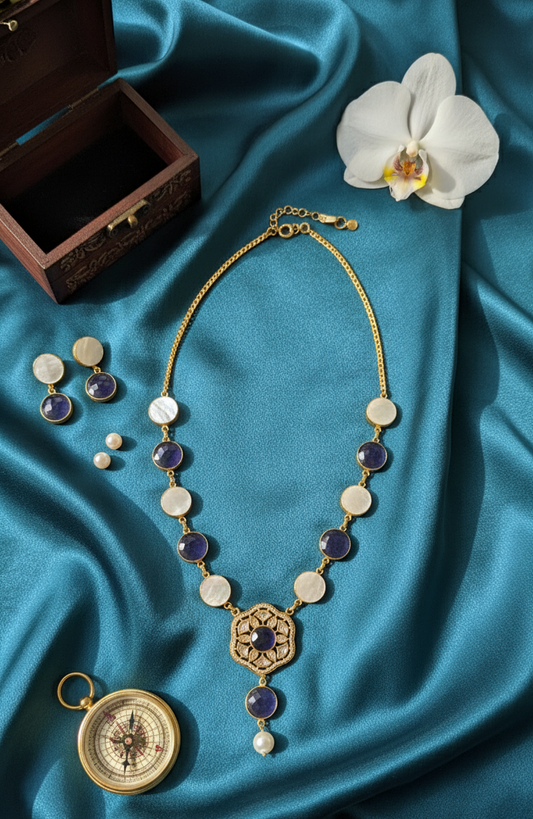 Purple Ivory Amira Victorian Necklace Set