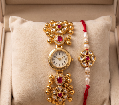 Pink Aadhya Bhai Bhabhi Watch Rakhi Combo