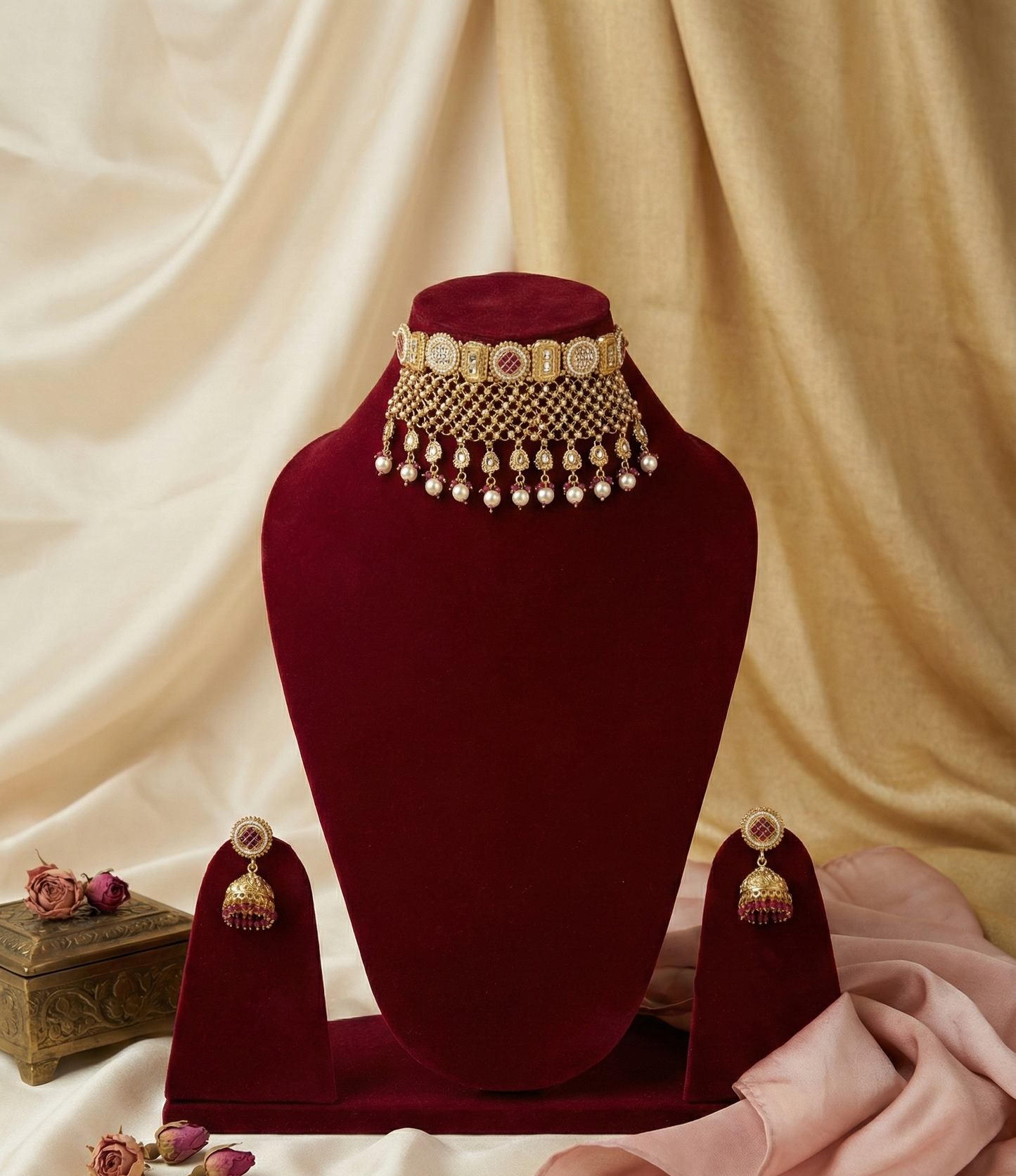 Golden Viara Rajwadi Choker Set