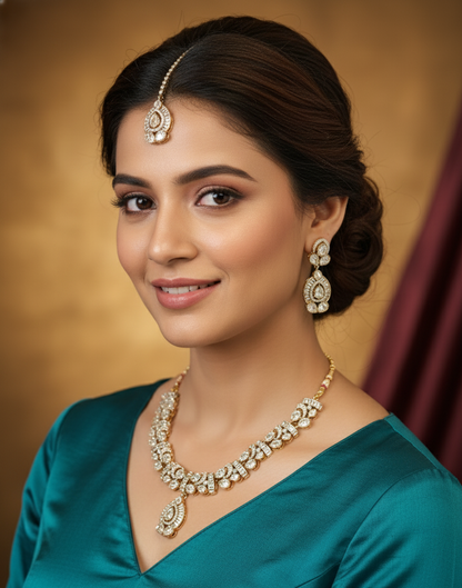 Ivory Ishira Moissanite Polki Necklace Set