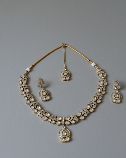 Ivory Ishira Moissanite Polki Necklace Set